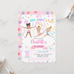 Invitation Fête d'anniversaire de gymnastique Pastel Aquarell