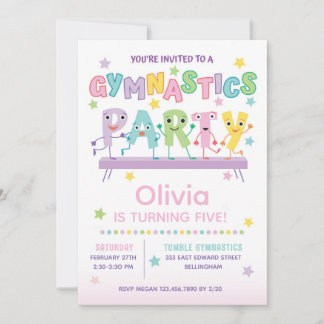 Invitation Fête d'anniversaire de gymnastique pour fille