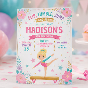 Invitation Fête d'anniversaire de gymnastique pour filles