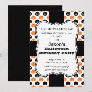 Invitation Fête d'anniversaire de Halloween citrouille