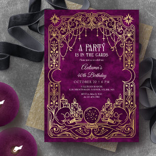 Invitation Fête d'anniversaire de Halloween sorcière de tarot