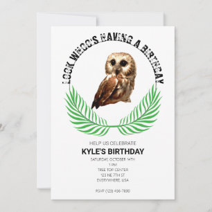 Invitation Fête d'anniversaire de hibou dans la forêt