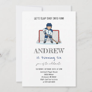 Invitation Fête d'anniversaire de hockey à l'aquarelle person