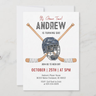 Invitation Fête d'anniversaire de hockey à l'aquarelle person