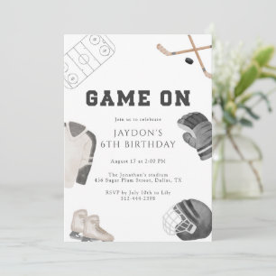 Invitation Fête d'anniversaire de hockey Game On Enfants Spor