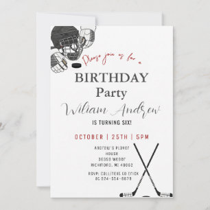 Invitation Fête d'anniversaire de hockey minimaliste personne
