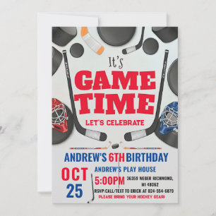 Invitation Fête d'anniversaire de hockey numérique personnali