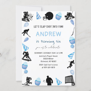 Invitation Fête d'anniversaire de hockey sur aquarelle person