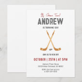 Invitation Fête d'anniversaire de hockey sur aquarelle person (Devant / Derrière)
