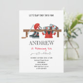 Invitation Fête d'anniversaire de hockey sur aquarelle person (Debout devant)