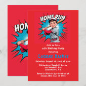 Invitation Fête d'anniversaire de Home Run Boy (Devant / Derrière)