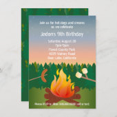 Invitation Fête d'anniversaire de Hot Dogs and Smores Campfir (Devant / Derrière)
