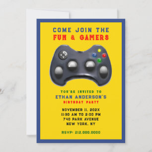 Invitation Fête d'anniversaire de jeu vidéo
