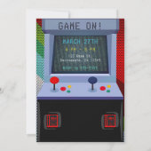 Invitation Fête d'anniversaire de jeu vidéo de salle d'arcade (Dos)