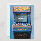 Invitation Fête d'anniversaire de jeux d'arcade rétro (Devant)