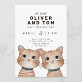 Invitation Fête d'anniversaire de jumeaux avec deux petits ch (Devant)