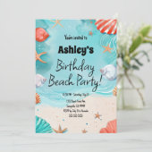 Invitation Fête d'anniversaire de Kids Beach (Debout devant)