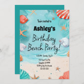 Invitation Fête d'anniversaire de Kids Beach (Devant / Derrière)