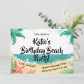 Invitation Fête d'anniversaire de Kids Beach (Debout devant)