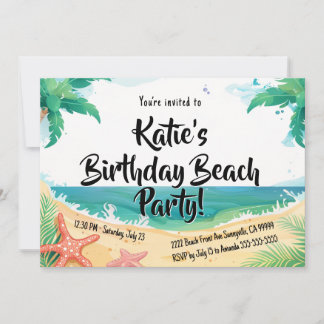 Invitation Fête d'anniversaire de Kids Beach