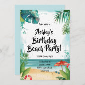 Invitation Fête d'anniversaire de Kids Beach (Devant / Derrière)