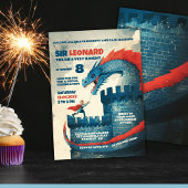 Invitation Fête d'anniversaire de Knight et Dragon sans peur