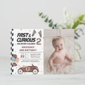 Invitation Fête d'anniversaire de la 2e course Brown rapide e (Debout devant)