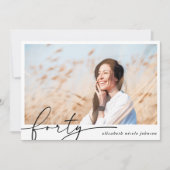 Invitation Fête d'anniversaire de la 40ème photo minimal mode (Devant)