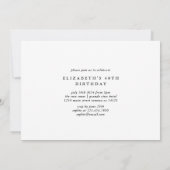 Invitation Fête d'anniversaire de la 40ème photo minimal mode (Dos)