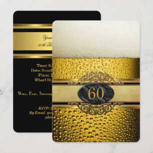 Invitation Fête d'anniversaire de la 60e année Mans Beer Blac