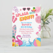 Invitation Fête d'anniversaire de la 8ème piscine rétro en hu (Debout devant)