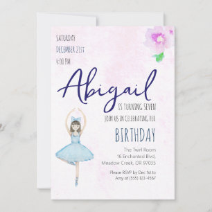 Invitation Fête d'anniversaire de la ballerine bleue pour dan