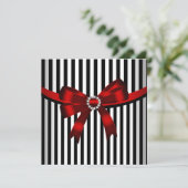 Invitation Fête d'anniversaire de la Bow rouge Noir blanc ray (Debout devant)