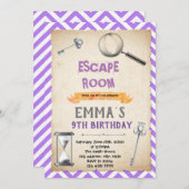 Invitation Fête d'anniversaire de la chambre d'évasion en arg (Devant / Derrière)