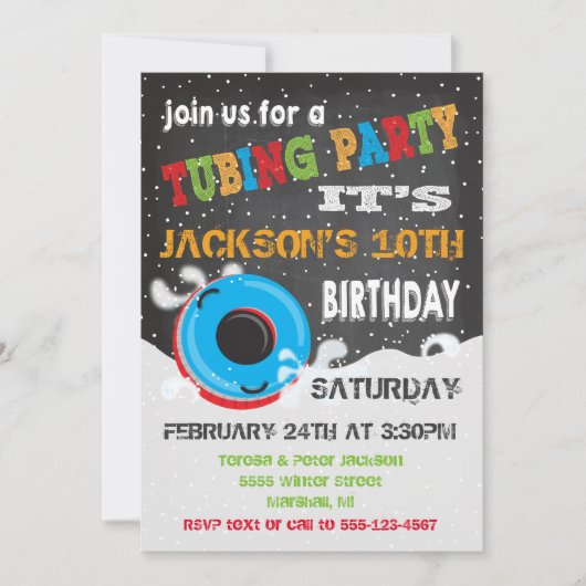 Invitation Fête d'anniversaire de la chasse à la neige (Devant)