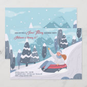 Invitation Fête d'anniversaire de la chasse à la neige (Devant / Derrière)