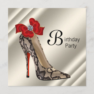 Invitation Fête d'anniversaire de la Chaussure à talon rouge 