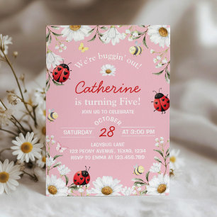 Invitation Fête d'anniversaire de la coccinelle florale Daisy