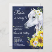 Invitation Fête d'anniversaire de la cofille de cheval blanc (Devant)