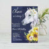 Invitation Fête d'anniversaire de la cofille de cheval blanc (Debout devant)