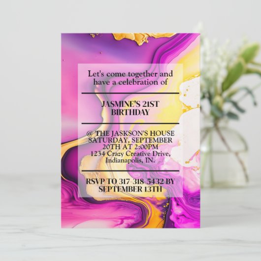 Invitation Fête d'anniversaire de la conception de vague vibr (Debout devant)