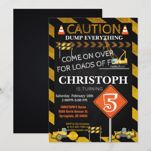 Invitation Fête d'anniversaire de la construction (Devant / Derrière)