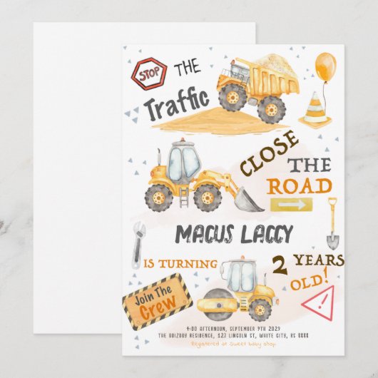 Invitation Fête d'anniversaire de la construction (Devant / Derrière)