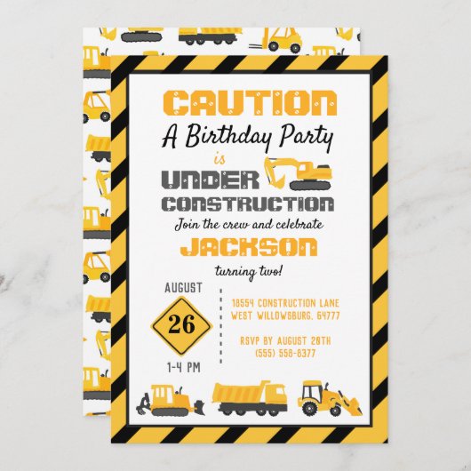 Invitation Fête d'anniversaire de la construction (Devant / Derrière)