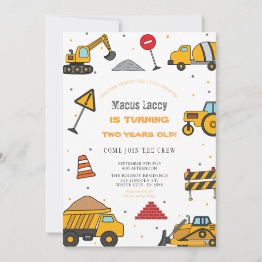 Invitation Fête d'anniversaire de la construction (Devant)