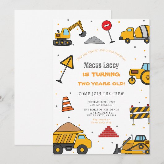 Invitation Fête d'anniversaire de la construction (Devant / Derrière)
