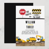 Invitation Fête d'anniversaire de la construction de camions  (Devant / Derrière)