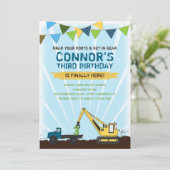 Invitation Fête d'anniversaire de la construction de camions  (Debout devant)