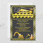 Invitation Fête d'anniversaire de la construction de l'enfant (Dos)