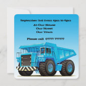 Invitation Fête d'anniversaire de la construction d'un camion (Dos)